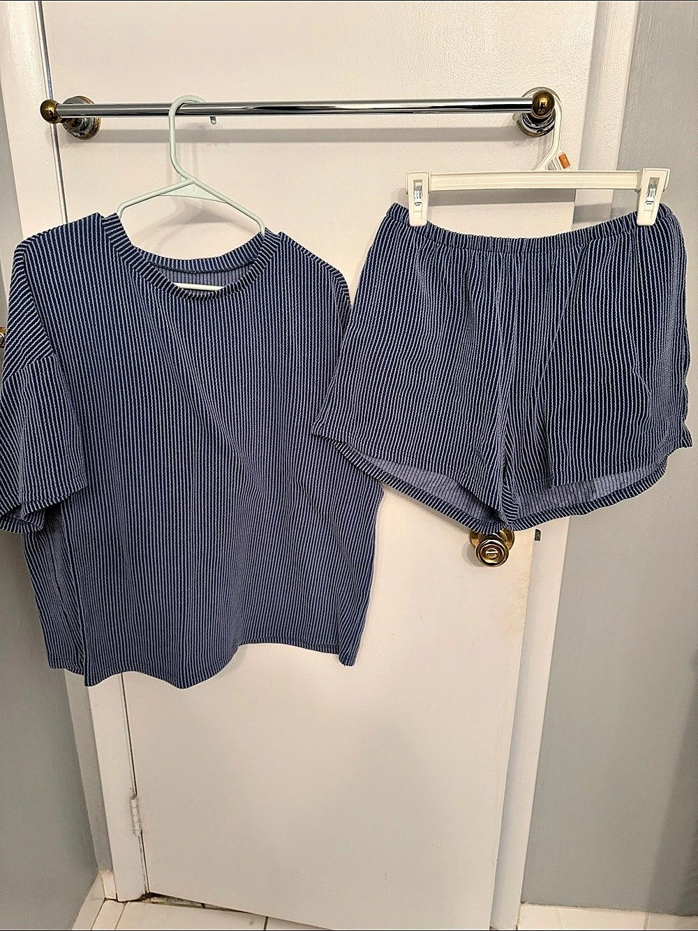 Blue & White Striped Two-Piece Set